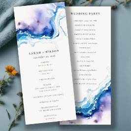 Minimal Coastal Sea Beach Wedding Program Card 招待状