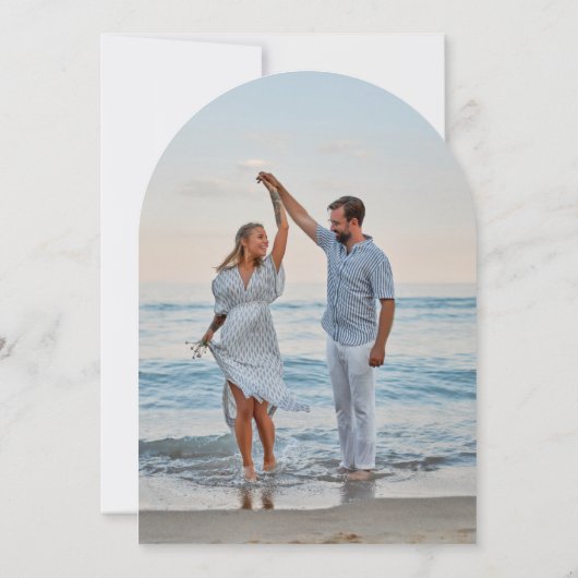 Minimal Coastal Seashell Wedding Save the Date 招待状 (裏面)