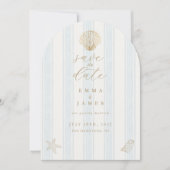Minimal Coastal Seashell Wedding Save the Date 招待状 (正面)