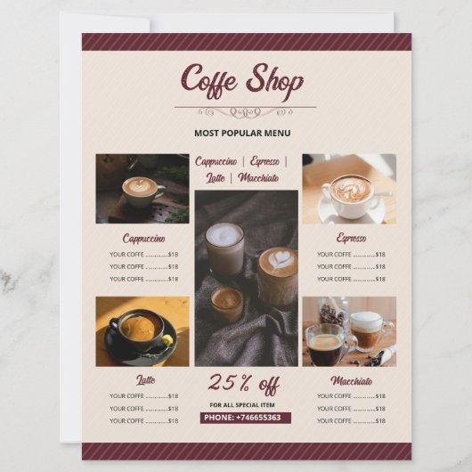 Minimal Coffee Shop Flyer Template (裏面)