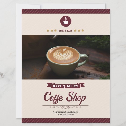 Minimal Coffee Shop Flyer Template (正面)