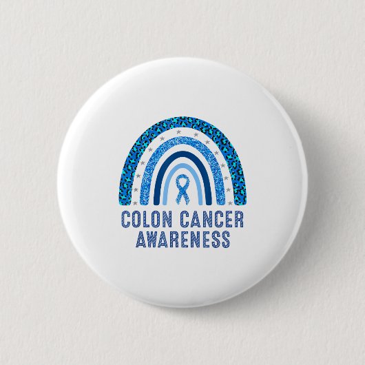 Minimal Colon Cancer Awareness Blue Ribbon 缶バッジ (正面)