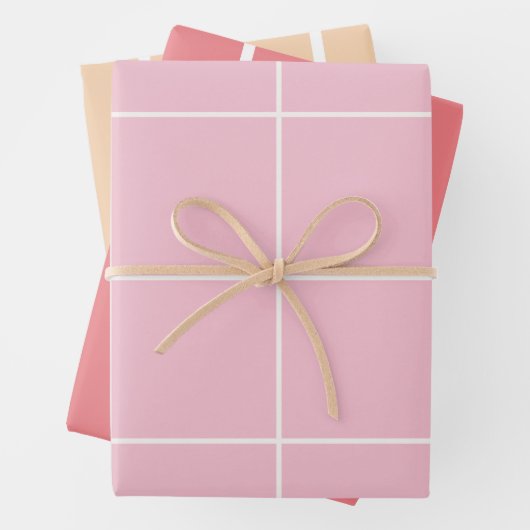 Minimal Color Grid Check Pattern ラッピングペーパーシート (インサイチュ)