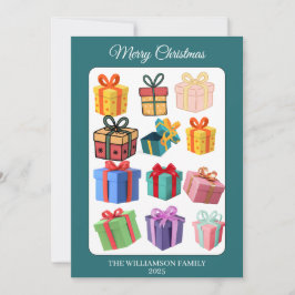 Minimal Colorful Gifts Holiday Card シーズンカード