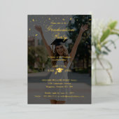 Minimal Confetti Bold Graduation Year Photo Party 箔招待状 (立ち正面)