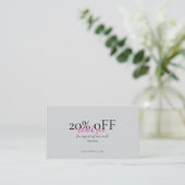 Minimal Coral Pink QR Discount Business Card 名刺 (スタンド正面)