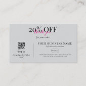 Minimal Coral Pink QR Discount Business Card 名刺 (裏面)