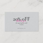 Minimal Coral Pink QR Discount Business Card 名刺 (正面)