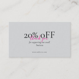 Minimal Coral Pink QR Discount Business Card 名刺