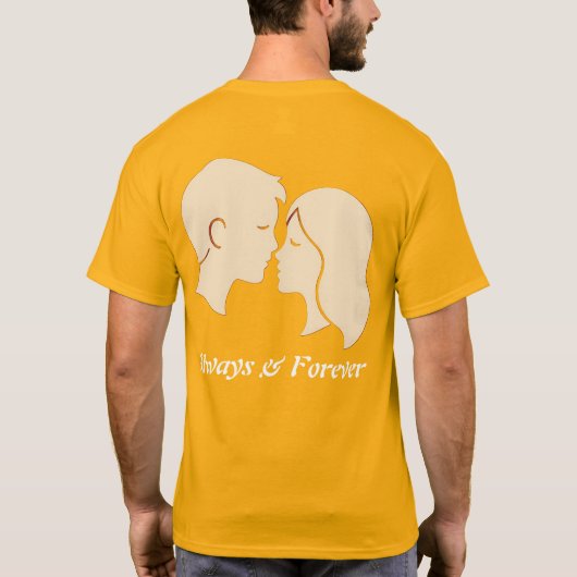 Minimal Couple Silhouette Happy Valentines Day Tシャツ (裏面)