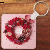 Minimal Couple Silhouette Romantic Valentine Heart キーホルダー (裏面)