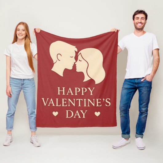 Minimal Couple Silhouette Romantic Valentines Cozy フリースブランケット (インサイチュ)