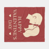 Minimal Couple Silhouette Romantic Valentines Cozy フリースブランケット (正面(横))