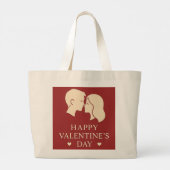 Minimal Couple Silhouette Romantic Valentines Day  ラージトートバッグ (裏面)