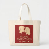 Minimal Couple Silhouette Romantic Valentines Day  ラージトートバッグ (正面)