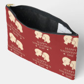 Minimal Couple Silhouette Romantic Valentines Zip アクセサリーポーチ (見開き)