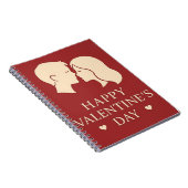 Minimal Couple Silhouette Valentines Cute Daily ノートブック (右側)