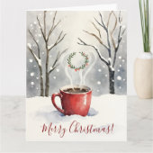 Minimal Cozy Mug Watercolor Christmas Art カード (正面)