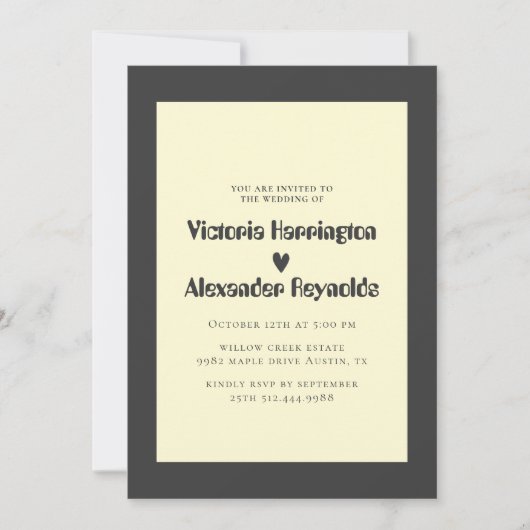 Minimal Cream Typography Wedding Invitation 招待状 (正面)