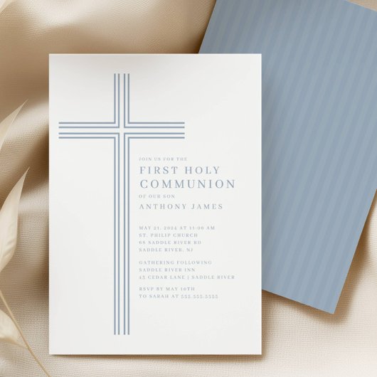 Minimal Cross Holy Communion Invitation 招待状