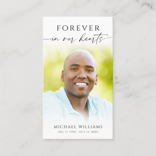 Minimal Cross Photo  Funeral Memorial Prayer Card 名刺 (正面)