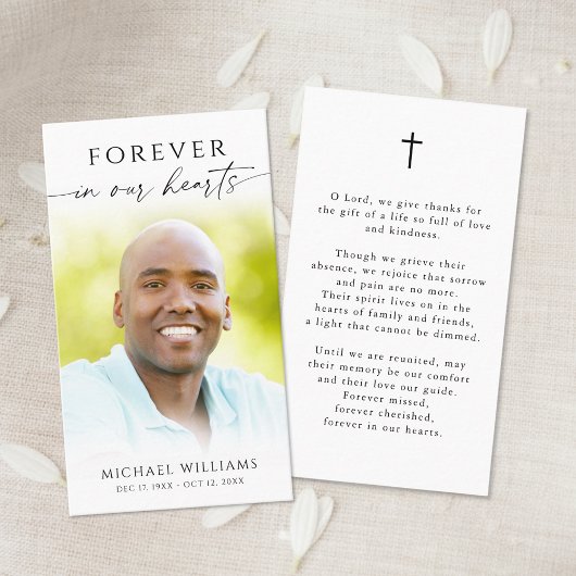 Minimal Cross Photo  Funeral Memorial Prayer Card 名刺