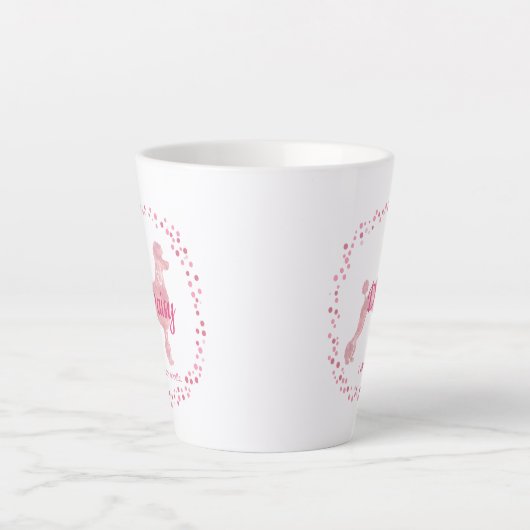 Minimal Custom Pastel Pink Poodle Silhouette カフェラテマグ (正面)