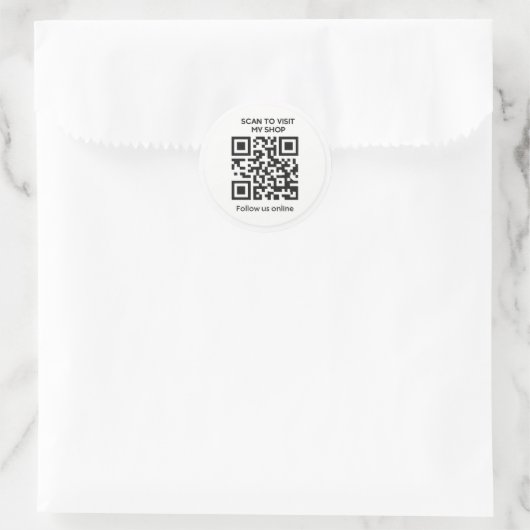 Minimal custom QR code business sticker ラウンドシール (バッグ)