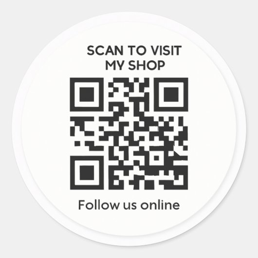 Minimal custom QR code business sticker ラウンドシール (正面)