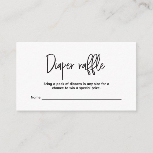 Minimal Custom Simple Diaper Raffle ticket エンクロージャーカード (正面)