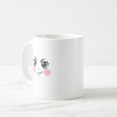 Minimal Cute Anime Face Mug コーヒーマグカップ (正面左)