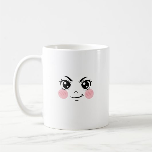 Minimal Cute Anime Face Mug コーヒーマグカップ (左)