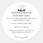 Minimal Cute Cake Logo Bakery Ingredient ラウンドシール (正面)