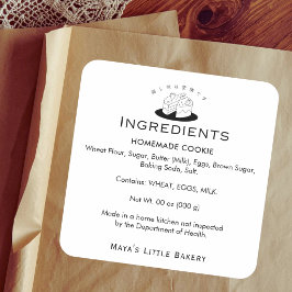 Minimal Cute Cake Logo Bakery Ingredient Product スクエアシール