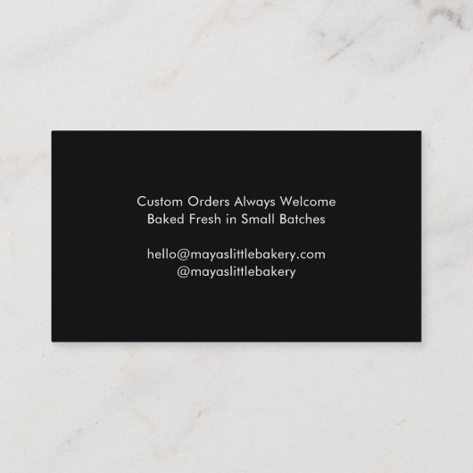 Minimal Cute Cake Logo Bakery Pastry Chef 名刺 (裏面)