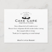 Minimal Cute Cake Logo Care Instructions サンキューカード (正面)