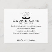 Minimal Cute Cake Logo Cookie Care Instructions サンキューカード (正面)
