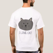 Minimal Cute Cat Illustration T-Shirt – “I LOVE CA Tシャツ (裏面)