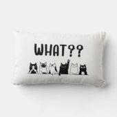 Minimal Cute Cats Pillow Black and White ランバークッション (裏面)
