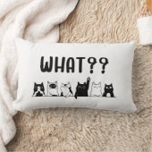 Minimal Cute Cats Pillow Black and White ランバークッション (ブランケット)