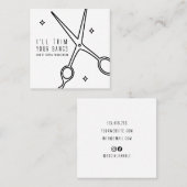 Minimal Cute Hair Stylist Hairdresser Scissor Star スクエア名刺 (正面/裏面)