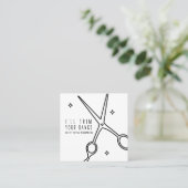 Minimal Cute Hair Stylist Hairdresser Scissor Star スクエア名刺 (スタンド正面)