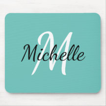 Minimal Cute Light Blue Monogram Initial + Name