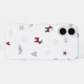 Minimal Cute Reindeer Christmas Pattern iPhone 16ケース (裏面横)