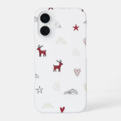 Minimal Cute Reindeer Christmas Pattern iPhone 16ケース (裏面)
