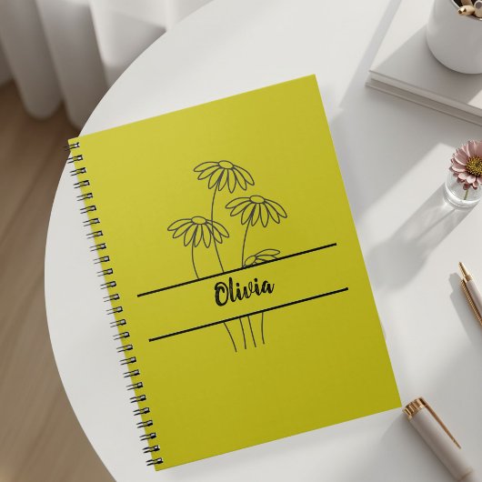 Minimal daisies notebook for girls ノートブック