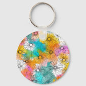Minimal Daisy Flowers Metal Keychain キーホルダー (裏面)