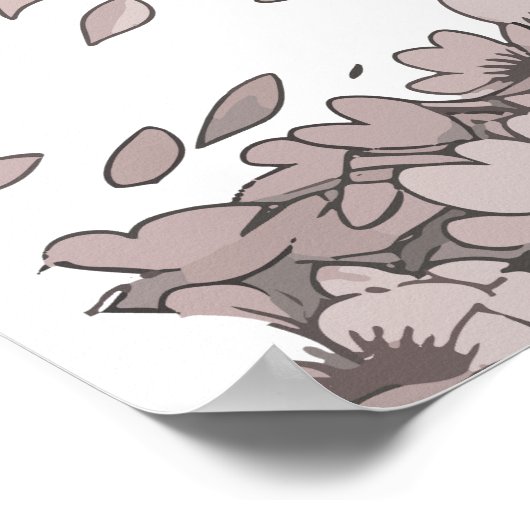 Minimal Dark Samurai Warrior with Sakura Petals Ja ポスター (角)