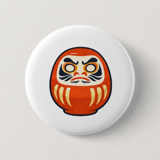 Minimal Daruma – Japanese Folk Art Pin Button 缶バッジ (正面)