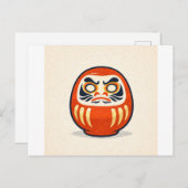 Minimal Daruma – Japanese Folk Art Postcard ポストカード (正面/裏面)